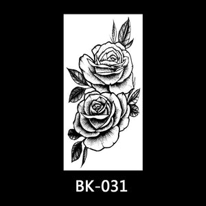 Black and white sketch flower tattoo stickers