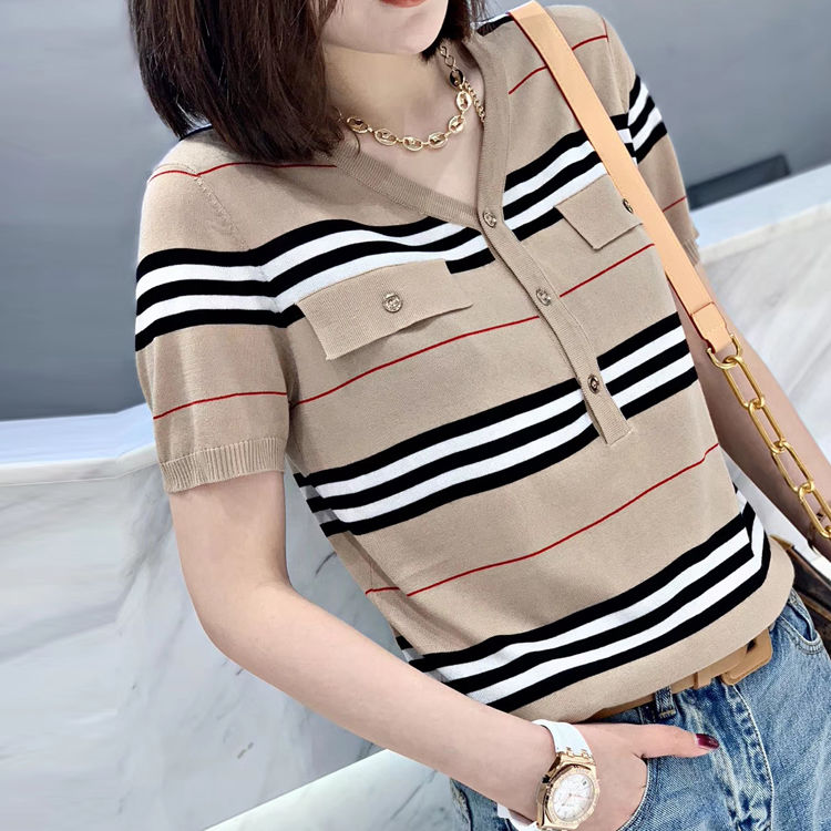 Ice Silk Sweater Women Short Sleeves