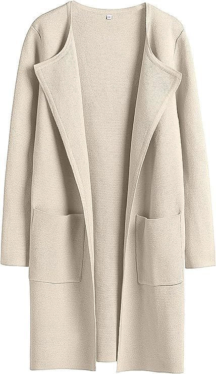 Women's Woolen Coat With Pocket Slim Fit Mid Length Jacket Comfortable Casual Lapel Coats