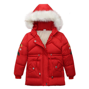 Girls' Long Hooded Cotton Coat