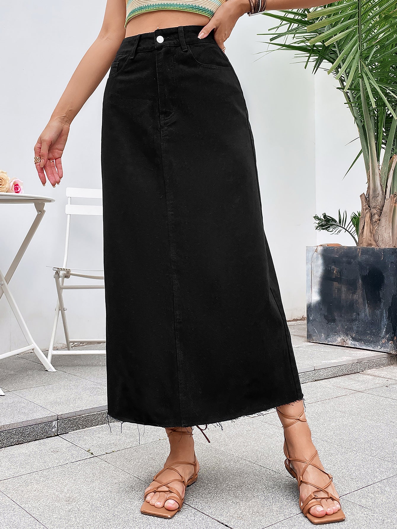 Women's Spring Summer Trendy Casual All-matching Fashion Long Skirt