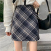 Women's Woolen Plaid High Waist Hip Skirt