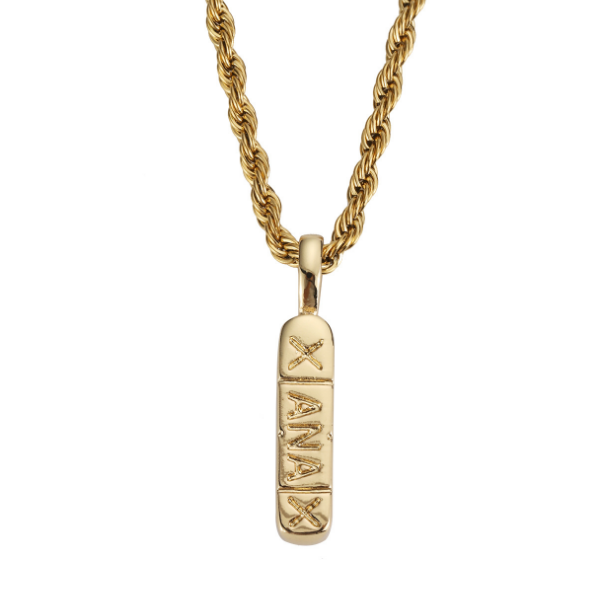 Tide brand men and women XANAX pendant Pure copper gold plated hip hop necklace jewelry