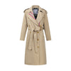 Stripes double-breasted trench coat British slim waist trench coat