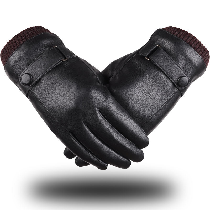 PU plus velvet warm gloves