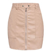 Leather skirt short skirt solid color skirt