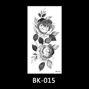 Black and white sketch flower tattoo stickers