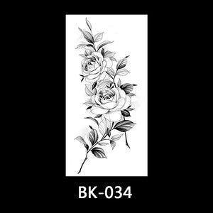 Black and white sketch flower tattoo stickers