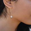 Stainless steel tassel pearl earring threading earrings