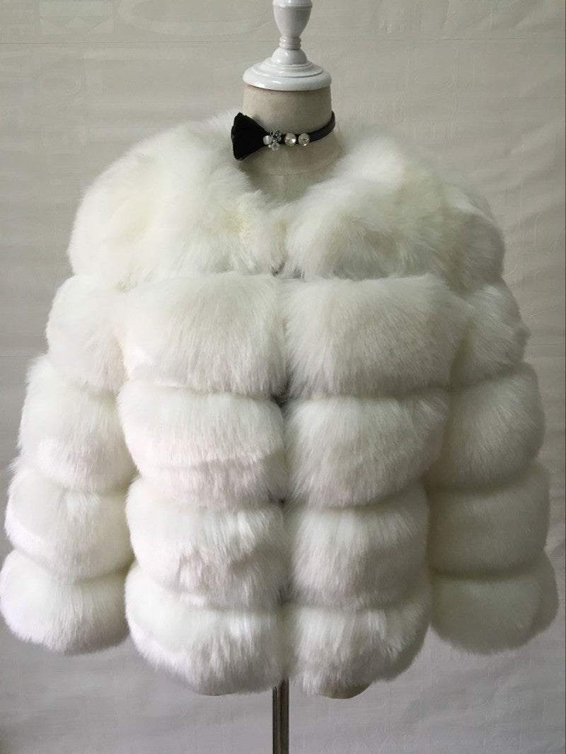 New Fox Fur Fur Coat Women's Short Long-sleeved Fur Artificial Fur Coat