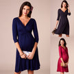 Pleated Deep V Neck Fashion Party Evening Maternity Dress