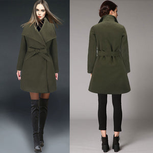 Slim long woolen coat