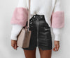 Women High Waist Pink Pu Leather Skirts with Pocket Zipper