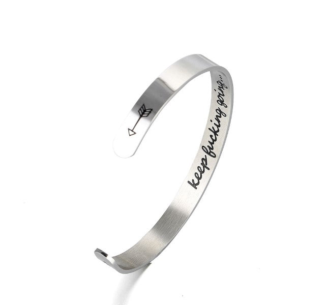 Mantra Bracelet With Quotes Stainless Steel Cuff Inspirational Jewelry