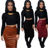 Faux leather high waist skirt