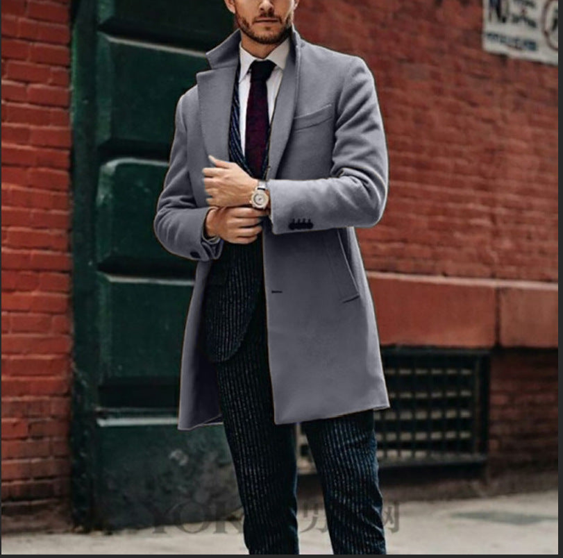 Men's mid-length double-sided woolen coat