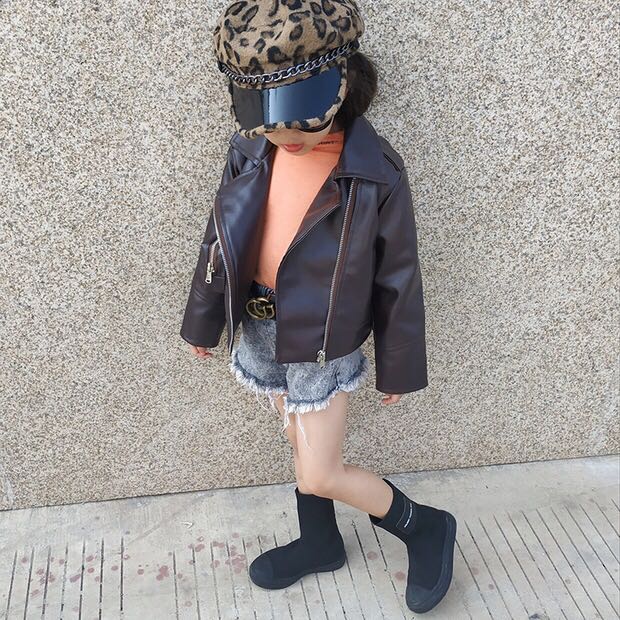 Children's New Fashion Leather Jacket And Cotton Coat