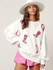 Sequined Boots Color Matching Top Long-sleeved Sweater For Women