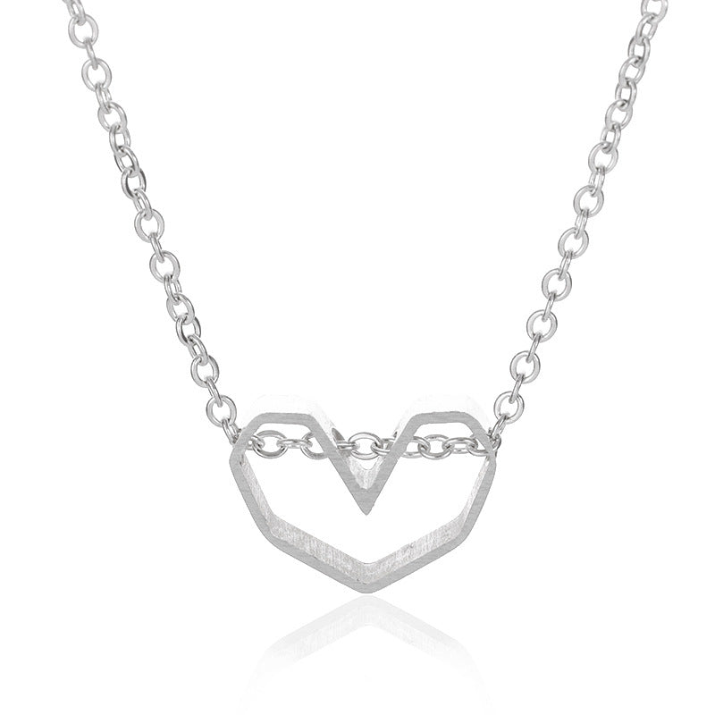 New Heart Shaped Stainless Steel Hollow Necklace For Men And Women Couples Jewelry