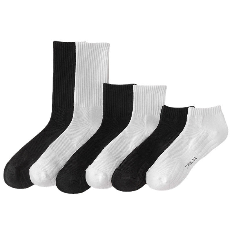 Absorbent Anti-odor Black And White High-top Basketball Socks For Men