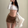 Plush Skirt Button Split Women