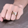 New Men's Domineering Dragon Pattern Two-color Zircon Rhinestone Ring Fashion Punk Hip Hop