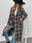 Women's Trendy Double Breasted Plaid Wool Coat