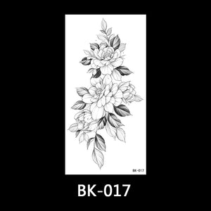 Black and white sketch flower tattoo stickers