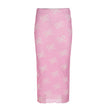 Retro Mesh Bow Printing Stitching Hip Skirt