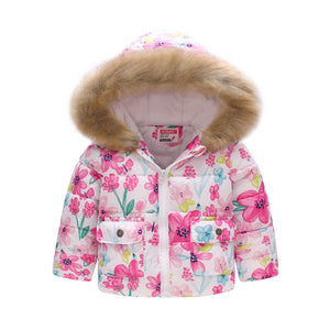 Printed hooded padded children's coat