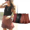 PU leather pleated skirt