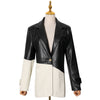 Ladies Loose Stitching PU Leather Suit Jacket