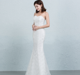 Sequined lace waist fishtail wedding dress