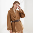 Double sided cashmere coat with wool belt