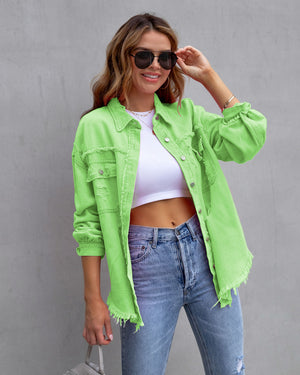 Fashion Ripped Shirt Jacket Female Casual Tops Womens Clothing