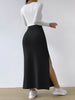 Spring Long Skirt High Waist Side Slit Slim Fit Knitted Women's Dress