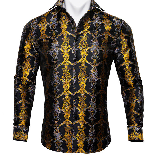 Long Sleeve Casual Flower Shirts For Men Designer Fit Dress Shirt BCY-05