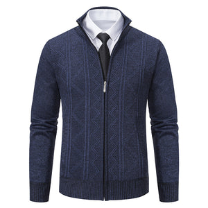 Men Woolen Sweater Men's Cardigan Coat Stand Collar