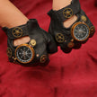 European And American Steampunk Leather Gloves Gear Half Finger Gloves Compass Retro