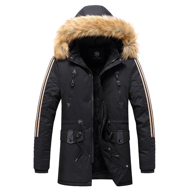 Hooded warm cotton jacket mid-length