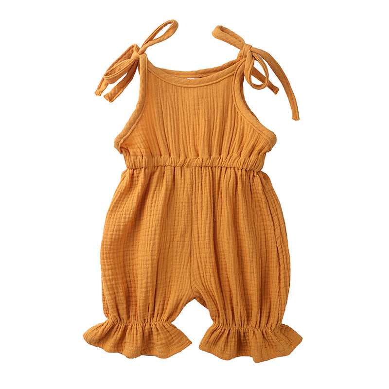 Toddler Baby Girls Sleeveless Solid Romper Jumpsuit Outfit