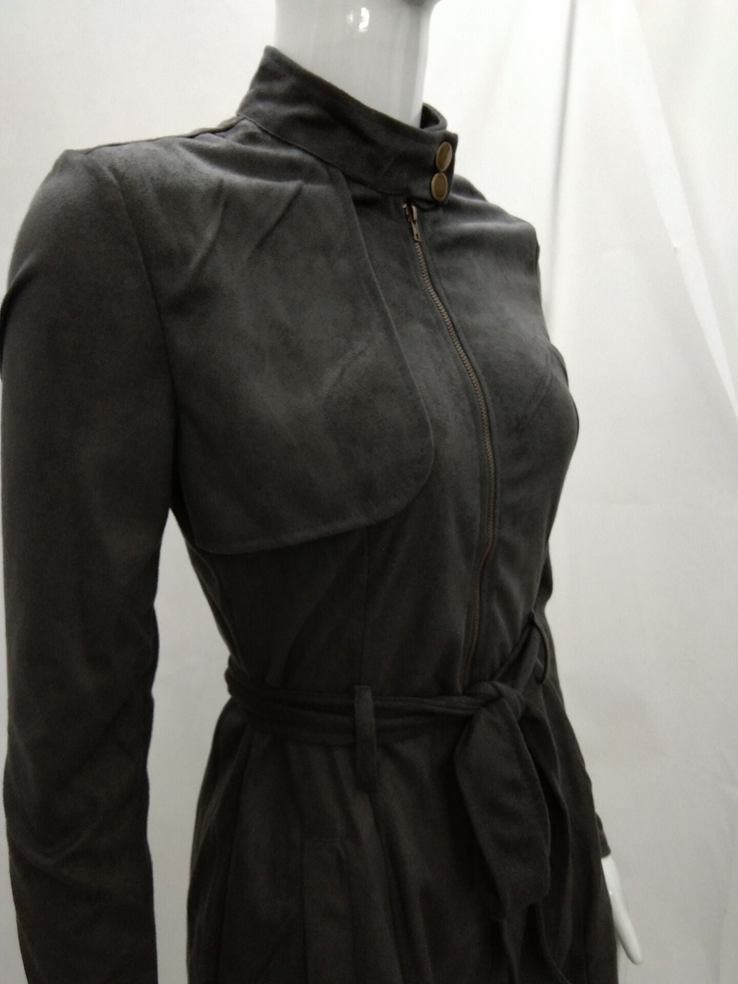 Deerskin velvet trench coat