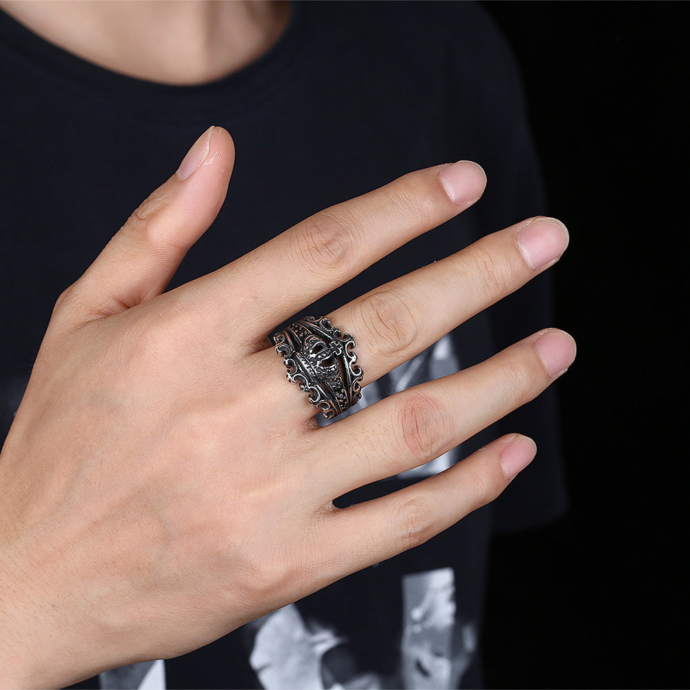 Ring Men Punk Style Crown Ring European And American Style Accessories Ring