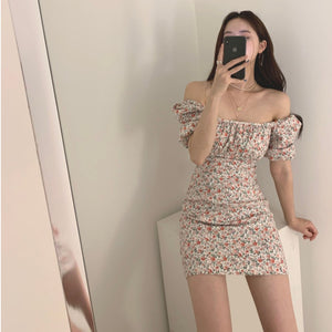 One-shoulder floral dress women