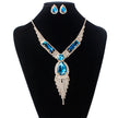 S151 fashion bridal jewelry set, tassel diamond, colorful micro wedding jewelry, necklace, earring set