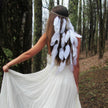 F98 white featherhead Bohemia wedding bride's feather band hair belt