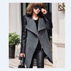 Stitched fur sleeve woolen coat trench coat