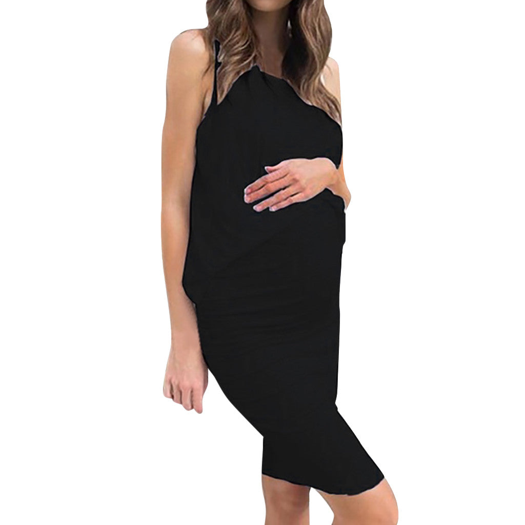 Sleeveless solid color maternity skirt