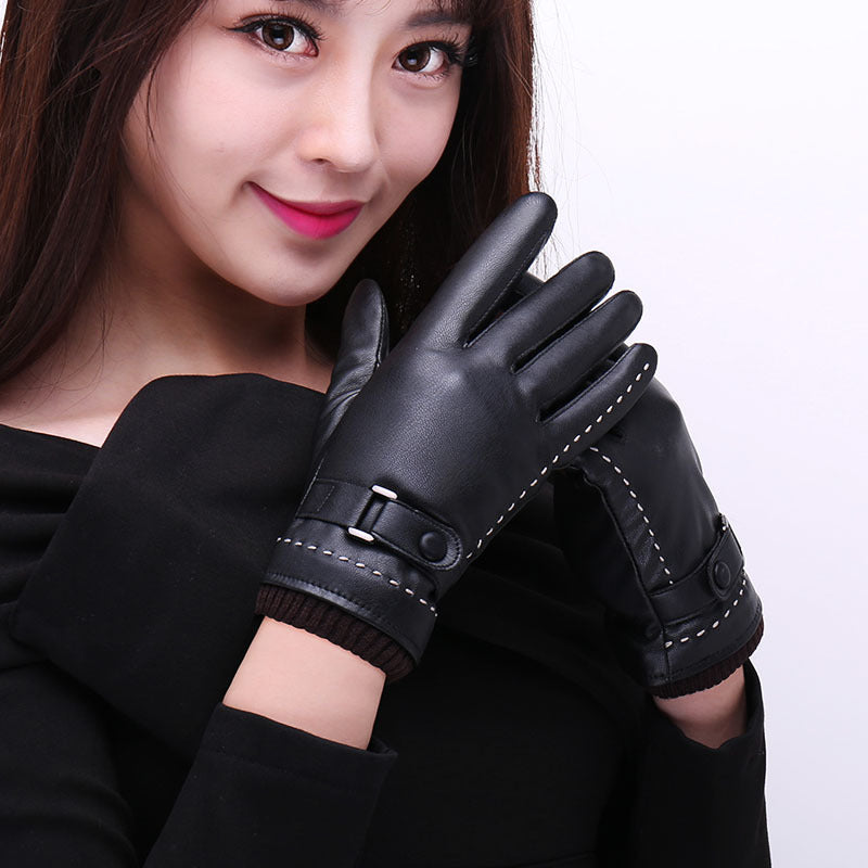 PU plus velvet warm gloves