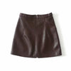 High Waist Slim Zipper PU Leather Skirt Short Skirt A-Line Skirt